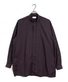 THE RERACS（ザ リラクス）の古着「バンドカラーシャツ　ポリエステルシャツ　ビッグシルエット　23SS」｜パープル