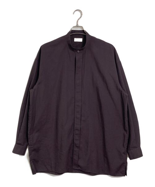 THE RERACS（ザ リラクス）THE RERACS (ザ リラクス) バンドカラーシャツ　ポリエステルシャツ　ビッグシルエット　23SS パープル サイズ:48の古着・服飾アイテム