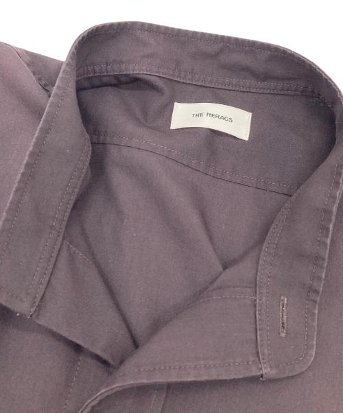 THE RERACS（ザ リラクス）THE RERACS (ザ リラクス) バンドカラーシャツ　ポリエステルシャツ　ビッグシルエット　23SS パープル サイズ:48の古着・服飾アイテム