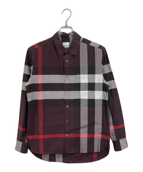 BURBERRY（バーバリー）BURBERRY (バーバリー) SOMERTON チェックシャツ　 ボルドー サイズ:Mの古着・服飾アイテム