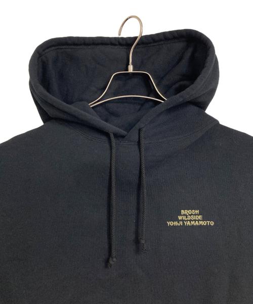 WILDSIDE YOHJI YAMAMOTO（ワイルドサイド ヨウジ ヤマモト）WILDSIDE YOHJI YAMAMOTO (ワイルドサイド ヨウジ ヤマモト) BROSH (ブロッシュ) Pullover Hoodie プルオーバーフーディ　パーカー　日本製 ブラック サイズ:4の古着・服飾アイテム