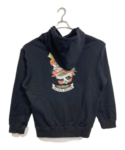 WILDSIDE YOHJI YAMAMOTO（ワイルドサイド ヨウジ ヤマモト）WILDSIDE YOHJI YAMAMOTO (ワイルドサイド ヨウジ ヤマモト) BROSH (ブロッシュ) Pullover Hoodie プルオーバーフーディ　パーカー　日本製 ブラック サイズ:4の古着・服飾アイテム