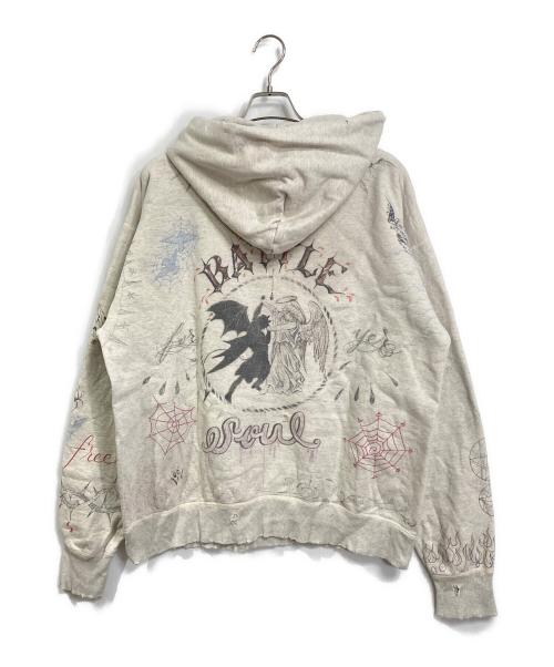 SAINT MICHAEL（セントマイケル）SAINT MICHAEL (セントマイケル) HOODIE DR.WOO ヴィンテージ加工パーカー　日本製　フーディ ベージュ サイズ:XLの古着・服飾アイテム