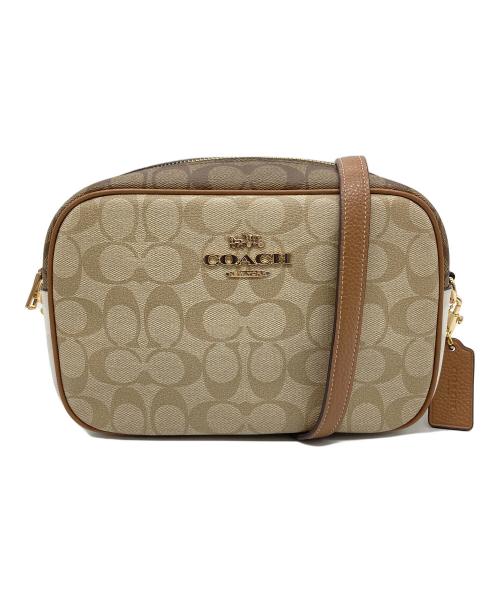 COACH（コーチ）COACH (コーチ) ジェイミー カメラ バッグ ブロックド シグネチャー　ショルダーバッグ ホワイト×ベージュ サイズ:実寸参照の古着・服飾アイテム