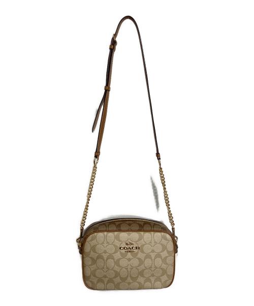 COACH（コーチ）COACH (コーチ) ジェイミー カメラ バッグ ブロックド シグネチャー　ショルダーバッグ ホワイト×ベージュ サイズ:実寸参照の古着・服飾アイテム