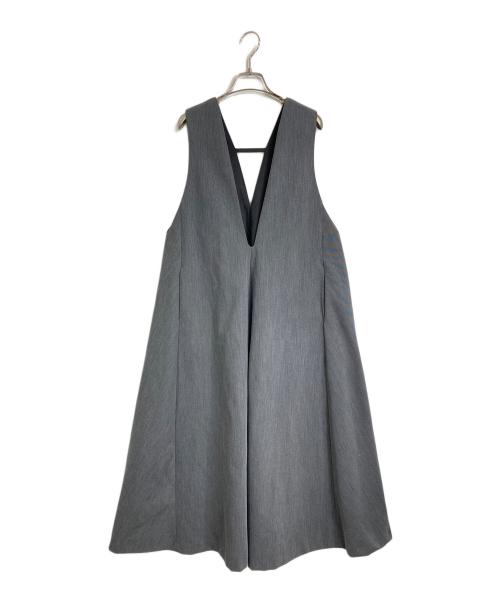 ELENDEEK（エレンディーク）ELENDEEK (エレンディーク) ディープVネックAラインワンピース　ノースリーブワンピース　ロングワンピース グレー サイズ:01の古着・服飾アイテム