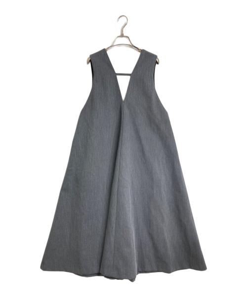 ELENDEEK（エレンディーク）ELENDEEK (エレンディーク) ディープVネックAラインワンピース　ノースリーブワンピース　ロングワンピース グレー サイズ:01の古着・服飾アイテム