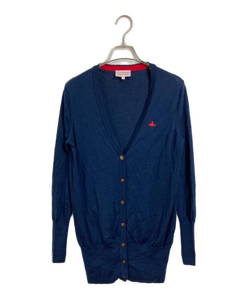 Vivienne Westwood RED LABEL（ヴィヴィアンウエストウッドレッドレーベル）Vivienne Westwood RED LABEL (ヴィヴィアンウエストウッドレッドレーベル) オーブボタン ロゴ刺繍カーディガン ネイビー サイズ:2の古着・服飾アイテム