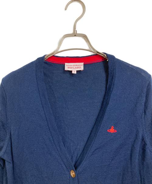 Vivienne Westwood RED LABEL（ヴィヴィアンウエストウッドレッドレーベル）Vivienne Westwood RED LABEL (ヴィヴィアンウエストウッドレッドレーベル) オーブボタン ロゴ刺繍カーディガン ネイビー サイズ:2の古着・服飾アイテム