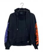 DIESELディーゼル）の古着「プルオーバーパーカー　袖プリントパーカー」｜ブラック