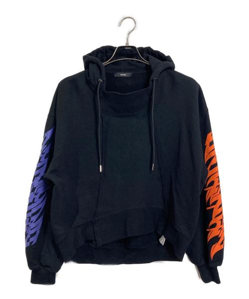 DIESEL（ディーゼル）DIESEL (ディーゼル) プルオーバーパーカー　袖プリントパーカー ブラック サイズ:XSの古着・服飾アイテム
