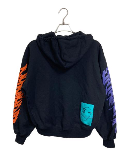 DIESEL（ディーゼル）DIESEL (ディーゼル) プルオーバーパーカー　袖プリントパーカー ブラック サイズ:XSの古着・服飾アイテム