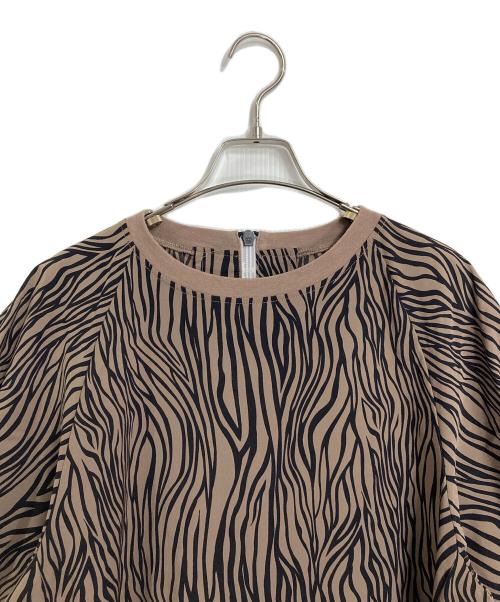 Thousand Mile（サウザンドマイル）Thousand Mile (サウザンドマイル) FREAK'S STORE (フリークスストア) 半袖ワンピース　ラグランワンピース　アニマル柄　ナイロンワンピース ブラウン×ブラック サイズ:FREEの古着・服飾アイテム