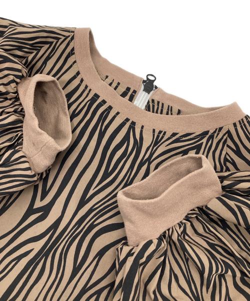 Thousand Mile（サウザンドマイル）Thousand Mile (サウザンドマイル) FREAK'S STORE (フリークスストア) 半袖ワンピース　ラグランワンピース　アニマル柄　ナイロンワンピース ブラウン×ブラック サイズ:FREEの古着・服飾アイテム