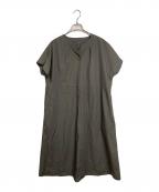 23区ニジュウサンク）の古着「タイプライター サック風 ワンピース　フレンチスリーブワンピース」｜ブラウン