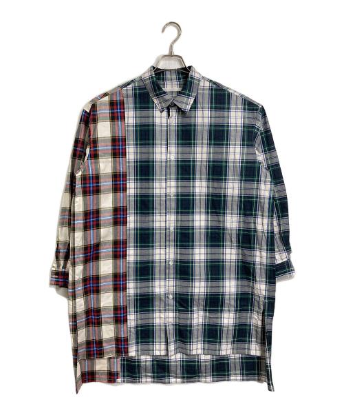DISCOVERED（ディスカバード）DISCOVERED (ディスカバード) ドッキングチェックシャツ　ロングシャツ　日本製 グリーン サイズ:1（実寸参照）の古着・服飾アイテム