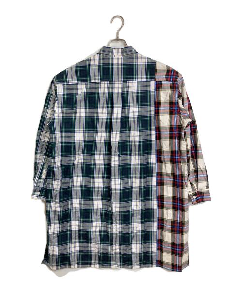 DISCOVERED（ディスカバード）DISCOVERED (ディスカバード) ドッキングチェックシャツ　ロングシャツ　日本製 グリーン サイズ:1（実寸参照）の古着・服飾アイテム