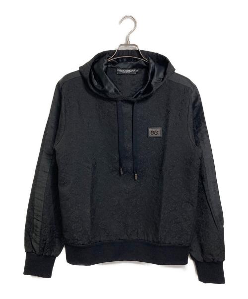 DOLCE & GABBANA（ドルチェ＆ガッバーナ）DOLCE & GABBANA (ドルチェ＆ガッバーナ) Jacquared Hooded Sweatshirt　デザインパーカー ブラック サイズ:46の古着・服飾アイテム