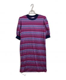 Yves Saint Laurent（イヴサンローラン）の古着「総柄ニットワンピース　ロングワンピース」｜パープル