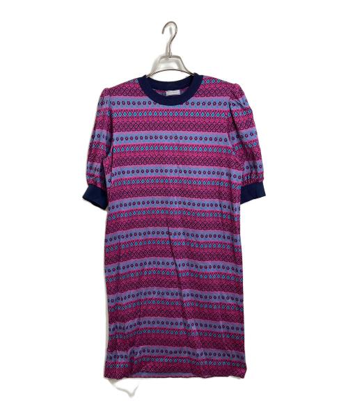 Yves Saint Laurent（イヴサンローラン）Yves Saint Laurent (イヴサンローラン) 総柄ニットワンピース　ロングワンピース パープル サイズ:Mの古着・服飾アイテム