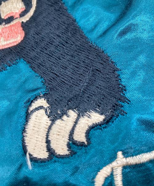 DIESEL（ディーゼル）DIESEL (ディーゼル) サテンジャケット　スカジャン　ターコイズブルー　虎刺繍 ブルーグリーン サイズ:Lの古着・服飾アイテム