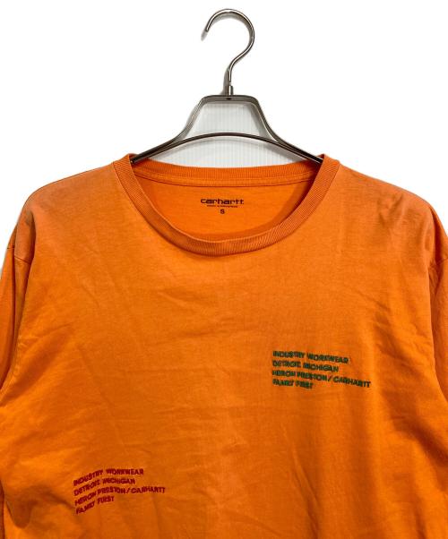 CarHartt（カーハート）CarHartt (カーハート) HERON PRESTON (ヘロンプレストン) プリントカットソー　ロングカットソー　コットン オレンジ サイズ:Sの古着・服飾アイテム