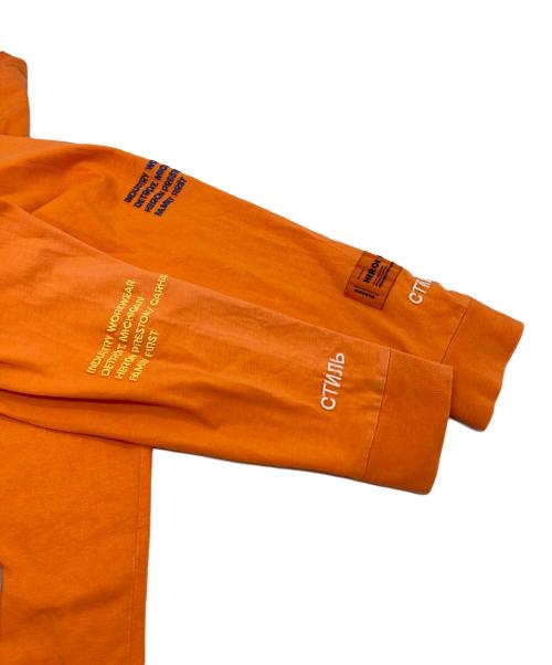 CarHartt（カーハート）CarHartt (カーハート) HERON PRESTON (ヘロンプレストン) プリントカットソー　ロングカットソー　コットン オレンジ サイズ:Sの古着・服飾アイテム