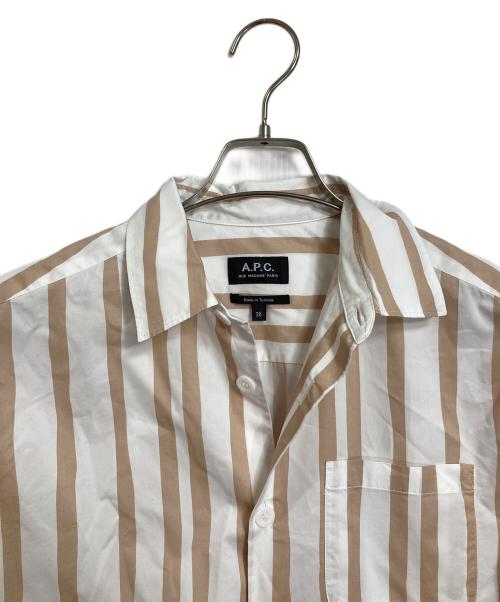 A.P.C.（アーペーセー）A.P.C. (アーペーセー) CHEMISE SELA SHIRT　シュミーズセラシャツ　長袖シャツ　ストライプ ホワイト×ベージュ サイズ:36の古着・服飾アイテム
