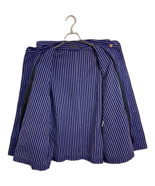 FRANK LEDER（フランクリーダー）FRANK LEDER  (フランクリーダー) 丸襟ストライプワークジャケット　アウター　ライトアウター　ドイツ製 ブルー サイズ:02の古着・服飾アイテム