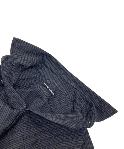 FRANK LEDER（フランクリーダー）FRANK LEDER (フランクリーダー) ストライプ長袖シャツ　ネイビー　グレー　ブラック ブルー×ブラック サイズ:実寸参照の古着・服飾アイテム