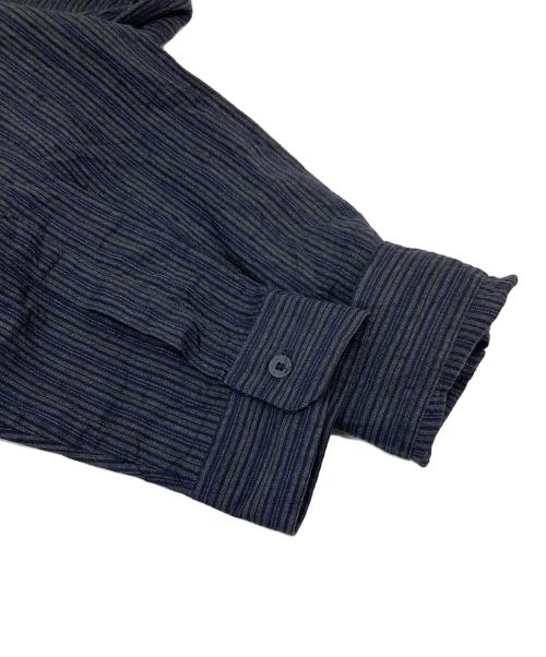 FRANK LEDER（フランクリーダー）FRANK LEDER (フランクリーダー) ストライプ長袖シャツ　ネイビー　グレー　ブラック ブルー×ブラック サイズ:実寸参照の古着・服飾アイテム