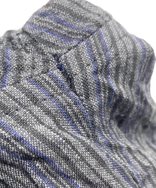 FRANK LEDER（フランクリーダー）FRANK LEDER (フランクリーダー) ストライプ長袖シャツ　ネイビー　グレー　ブラック ブルー×ブラック サイズ:実寸参照の古着・服飾アイテム