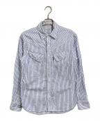 KAPITALキャピタル）の古着「ストライプウエスタンシャツ　コットンシャツ」｜ホワイト×ブルー