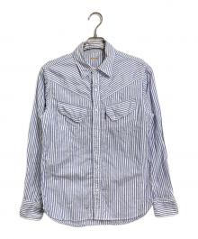 KAPITAL（キャピタル）の古着「ストライプウエスタンシャツ　コットンシャツ」｜ホワイト×ブルー
