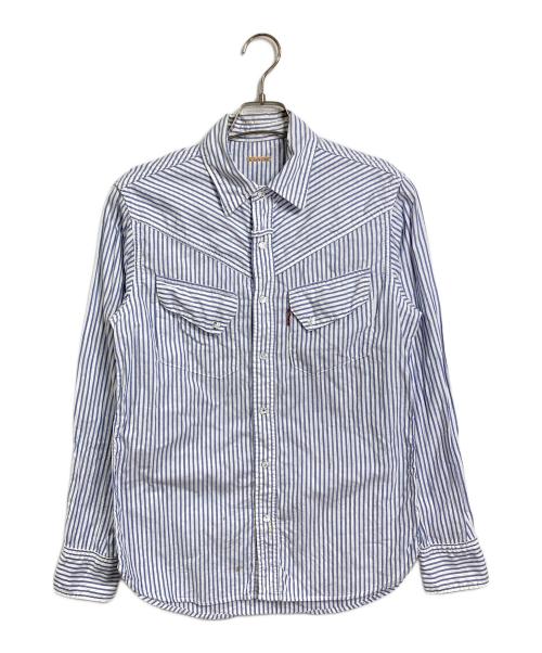 KAPITAL（キャピタル）KAPITAL (キャピタル) ストライプウエスタンシャツ　コットンシャツ ホワイト×ブルー サイズ:2の古着・服飾アイテム