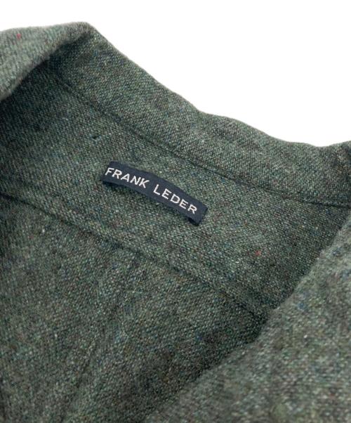 FRANK LEDER（フランクリーダー）FRANK LEDER (フランクリーダー) ウールバンドカラーシャツ　グリーン グレー サイズ:実寸参照の古着・服飾アイテム