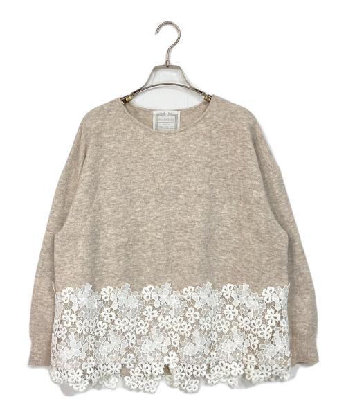 BEARDSLEY（ビアズリー）BEARDSLEY (ビアズリー) 裾レースニット ベージュ サイズ:FREEの古着・服飾アイテム