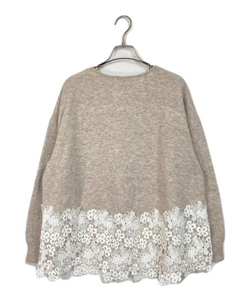 BEARDSLEY（ビアズリー）BEARDSLEY (ビアズリー) 裾レースニット ベージュ サイズ:FREEの古着・服飾アイテム