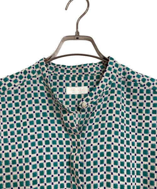 BALLSEY（ボールジィ）BALLSEY (ボールジィ) カラーグリッドプリント プリーツワンピース　ロングワンピース　総柄 グリーン サイズ:34の古着・服飾アイテム