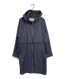 HERNO（ヘルノ）の古着「ナイロンフードコート　ロングコート　アウター　ライトアウター　イタリア製　ダブルジップ」｜ネイビー