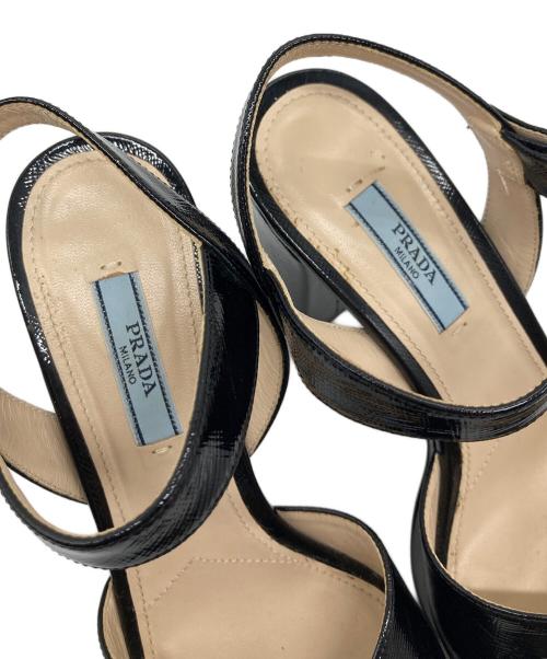 PRADA（プラダ）PRADA (プラダ) プラットフォームサンダル　ヒールサンダル　厚底サンダル　イタリア製 ブラック サイズ:36の古着・服飾アイテム