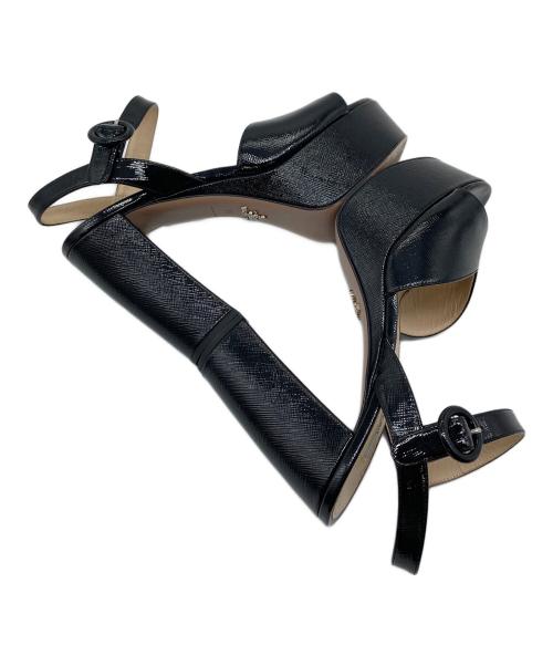 PRADA（プラダ）PRADA (プラダ) プラットフォームサンダル　ヒールサンダル　厚底サンダル　イタリア製 ブラック サイズ:36の古着・服飾アイテム