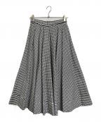 MADISON BLUEマディソンブルー）の古着「タックサーキュラーギンガムスカート　ロングスカート　日本製」｜ブラック×ホワイト