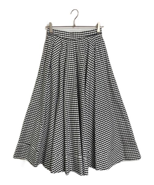MADISON BLUE（マディソンブルー）MADISON BLUE (マディソンブルー) タックサーキュラーギンガムスカート　ロングスカート　日本製 ブラック×ホワイト サイズ:01の古着・服飾アイテム