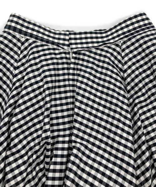 MADISON BLUE（マディソンブルー）MADISON BLUE (マディソンブルー) タックサーキュラーギンガムスカート　ロングスカート　日本製 ブラック×ホワイト サイズ:01の古着・服飾アイテム