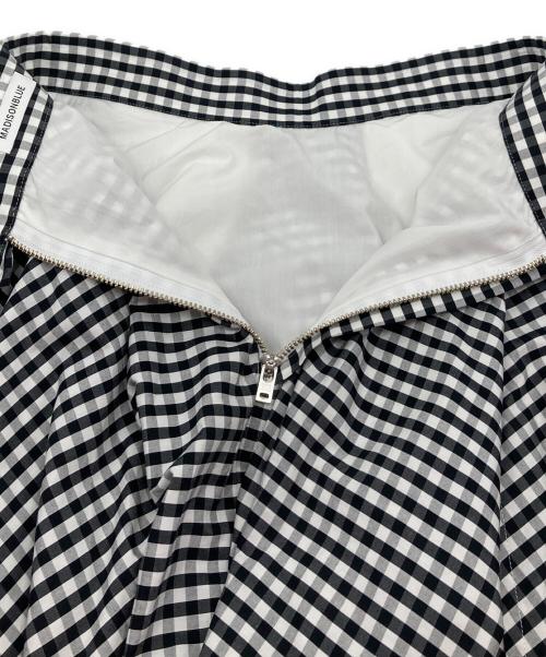 MADISON BLUE（マディソンブルー）MADISON BLUE (マディソンブルー) タックサーキュラーギンガムスカート　ロングスカート　日本製 ブラック×ホワイト サイズ:01の古着・服飾アイテム