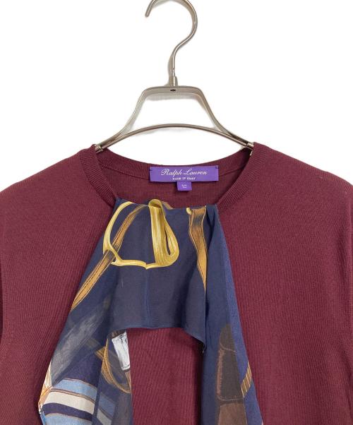 RALPH LAUREN Purple Label（ラルフ ローレン パープル レーベル）RALPH LAUREN Purple Label (ラルフ ローレン パープル レーベル) スカーフ付き半袖ニット　イタリア製 ボルドー サイズ:Sの古着・服飾アイテム