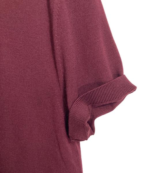 RALPH LAUREN Purple Label（ラルフ ローレン パープル レーベル）RALPH LAUREN Purple Label (ラルフ ローレン パープル レーベル) スカーフ付き半袖ニット　イタリア製 ボルドー サイズ:Sの古着・服飾アイテム