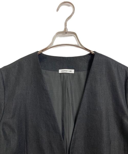 EVERYDAY I LIKE.（エヴリデイ アイ ライク）EVERYDAY I LIKE. (エヴリデイ アイ ライク) Linen Collarless Jacket　リネンカラーレスジャケット　アウター　ライトアウター　日本製 ブラック サイズ:実寸参照の古着・服飾アイテム
