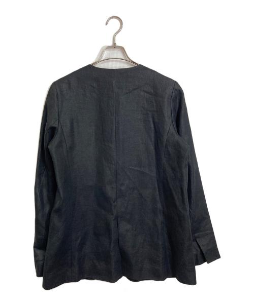 EVERYDAY I LIKE.（エヴリデイ アイ ライク）EVERYDAY I LIKE. (エヴリデイ アイ ライク) Linen Collarless Jacket　リネンカラーレスジャケット　アウター　ライトアウター　日本製 ブラック サイズ:実寸参照の古着・服飾アイテム